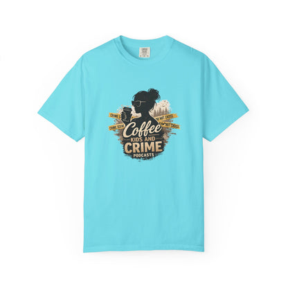 Coffee Kids and Crime Podcast Mom T-Shirt | Coffee Mug Silhouette Tee