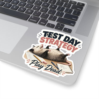Test Day Strategy Play Dead Sticker | Kiss-Cut Study Humor