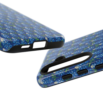Phone Case, Texas Bluebonnet Tough Case, Navy Floral Phone Cover, Protective iPhone Case, Samsung Galaxy Case, Texas Wildflower Gift