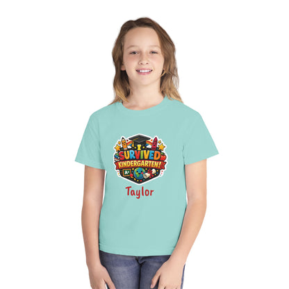 I Survived Kindergarten T-shirt | Kids Graduation Tee, Personalized Name Option