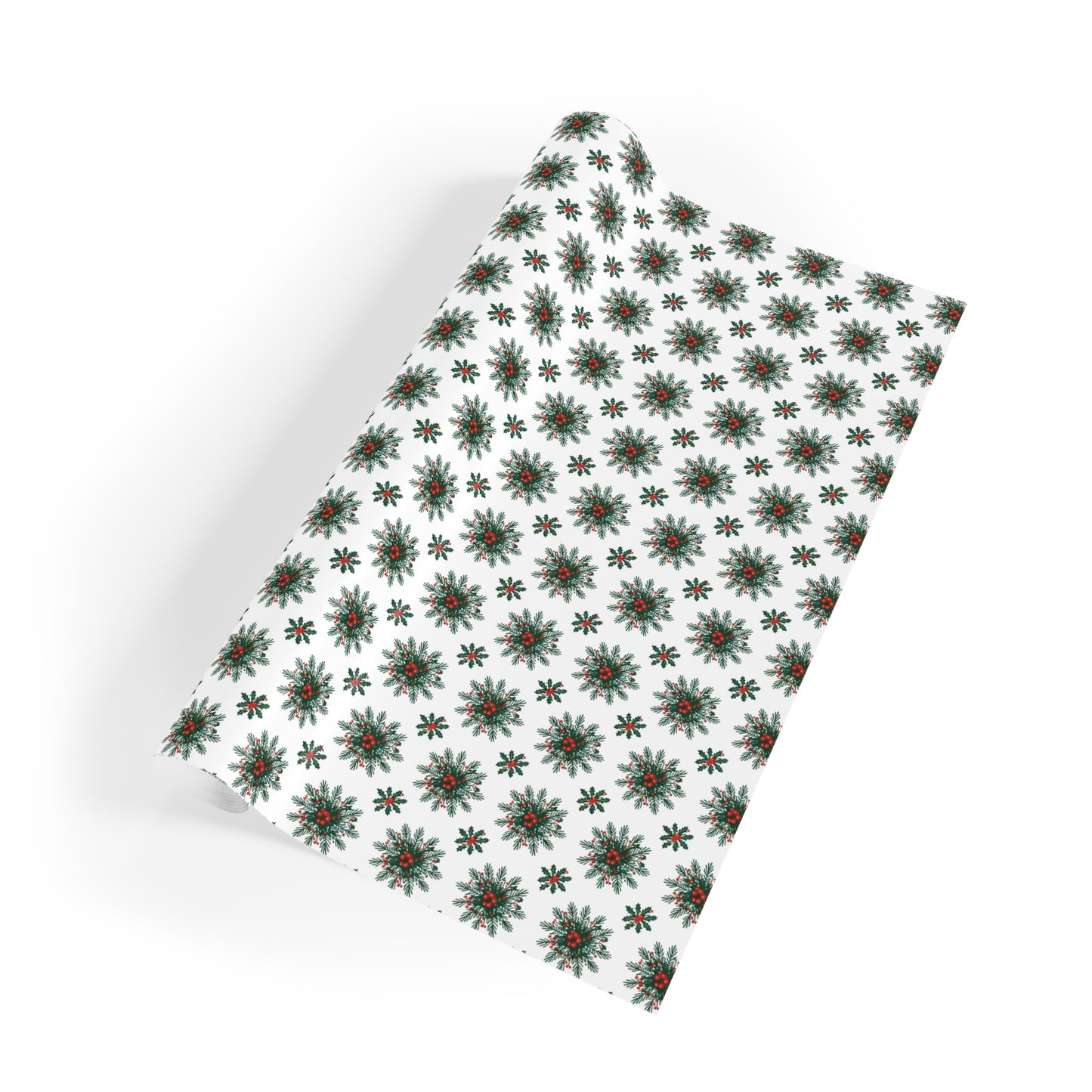 Green Poinsettia Pattern Wrapping Paper Roll | Holiday Floral Gift Wrap