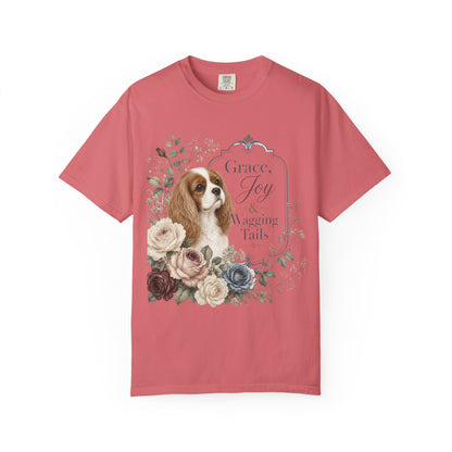 Cavalier King Charles Spaniel floral portrait T-shirt | Grace Joy Wagging Tails