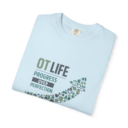 OT Life Progress Over Perfection T-Shirt | Occupational Therapy Arrow Design