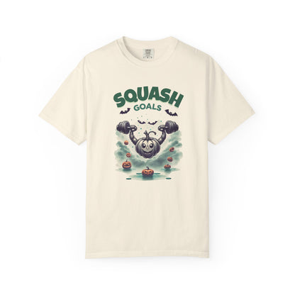 Halloween Fitness T-Shirt, Squash Goals Tee, Pumpkin Workout Shirt, Spooky Gym Wear, Fall Exercise Top, Unisex Apparel