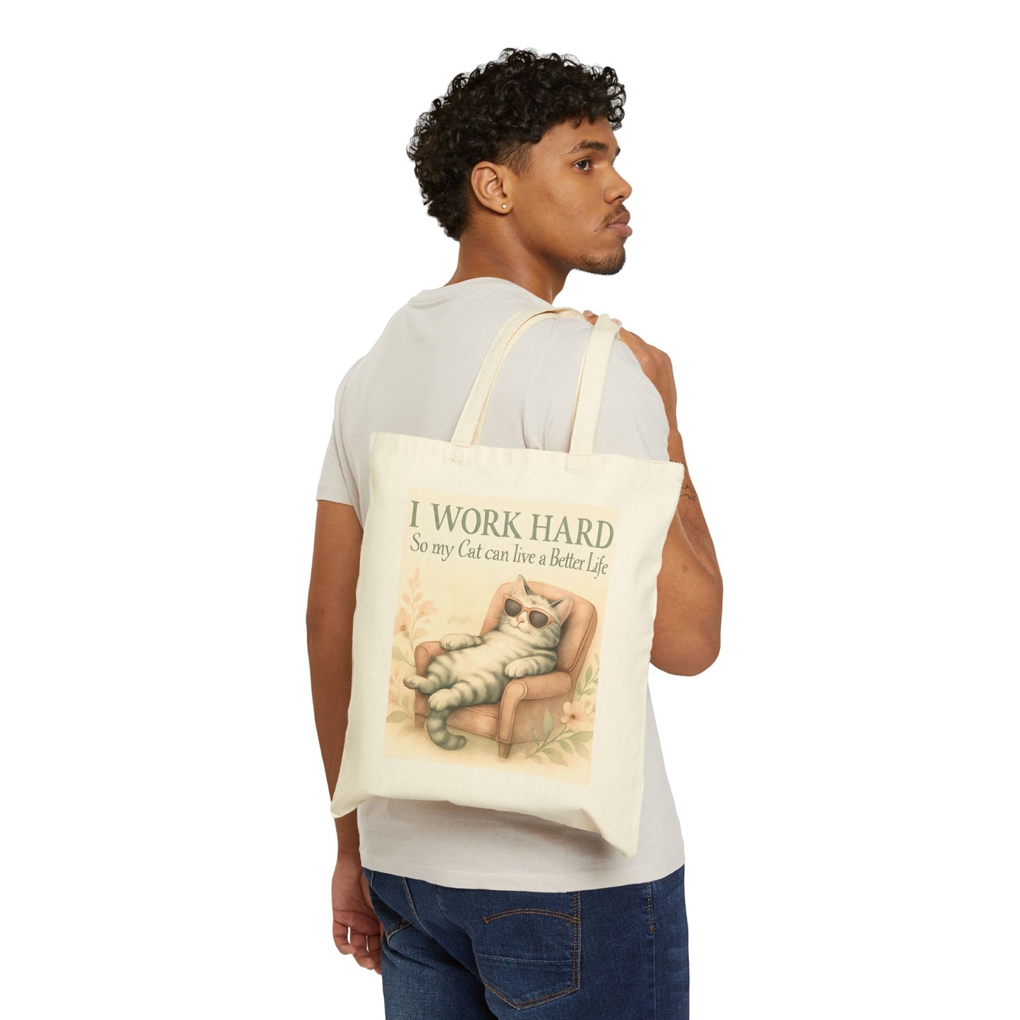 Whimsical Cat Lover Tote Bag | I Work Hard So My Cat Can Live a Better Life, Gift for Pet Owners, Animal Lover Tote, Eco-Friendly Bag, [...]