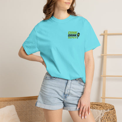 Dink Drink Repeat T-shirt | Pickleball Paddle Graphic