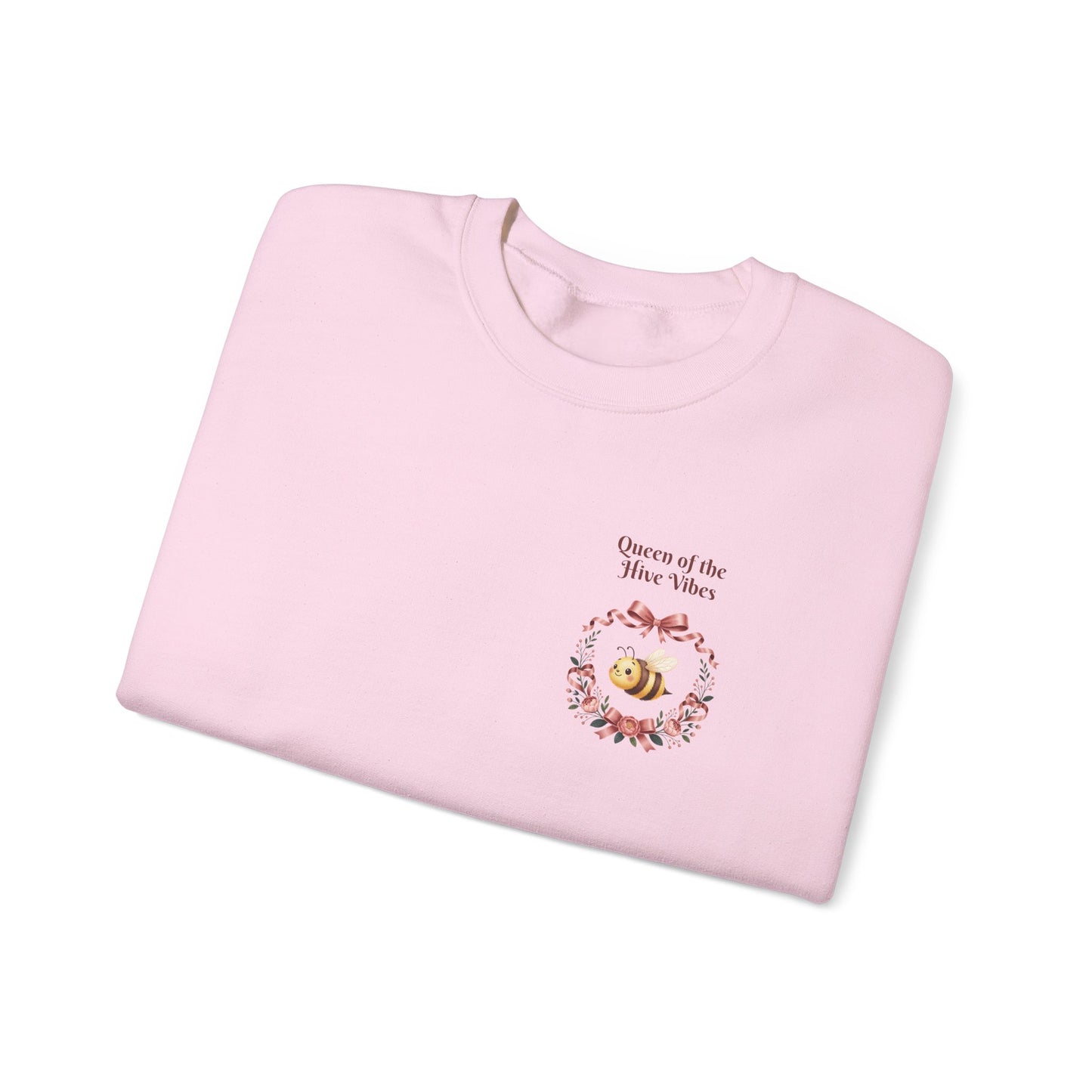Queen of the Hive Bee Sweatshirt | Antique rose floral wreath