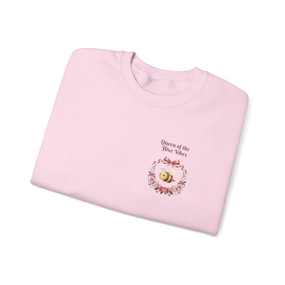 Queen of the Hive Bee Sweatshirt | Antique rose floral wreath