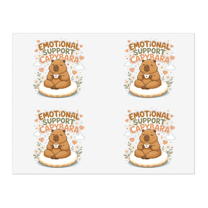 Emotional Support Capybara Sticker Sheet | 4 Cute Capybara Stickers