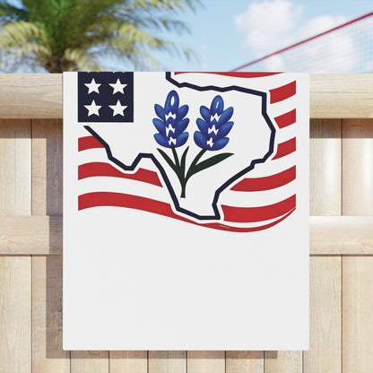 Texas Themed Beach Towel, Red White Bluebonnets Independence Day Towel, Patriotic Pool Towel, Fourth of July Gift, Summer Holiday Towel, USA