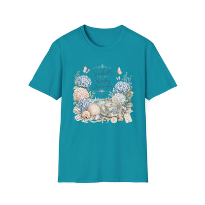 Seashells & Sunday Hydrangeas T-Shirt | Floral Coastal Cottage Shirt