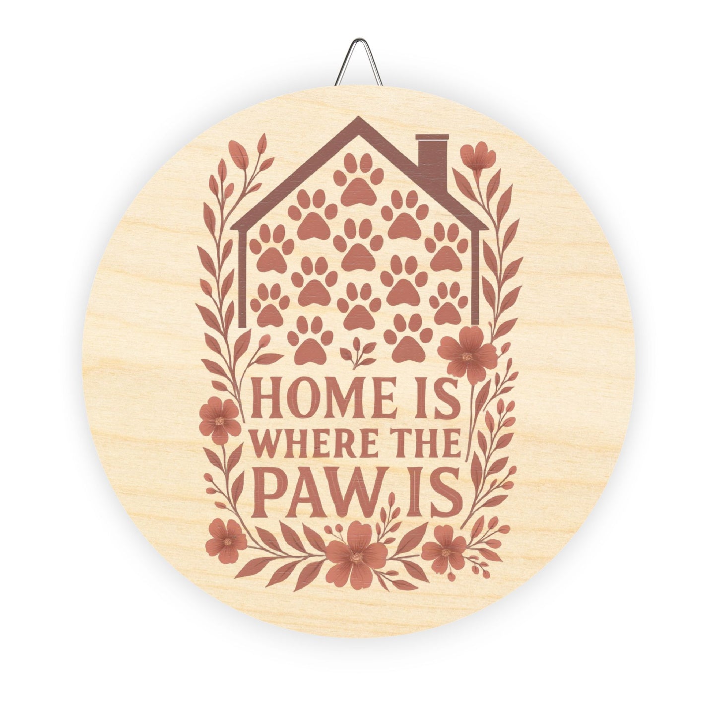 Charming Paw Print Decor for Pet Lovers, Home is Where the Paw Is Wooden Sign, Rustic Animal Wall Art, Dog Owner Gift, Pet-Themed Decoration
