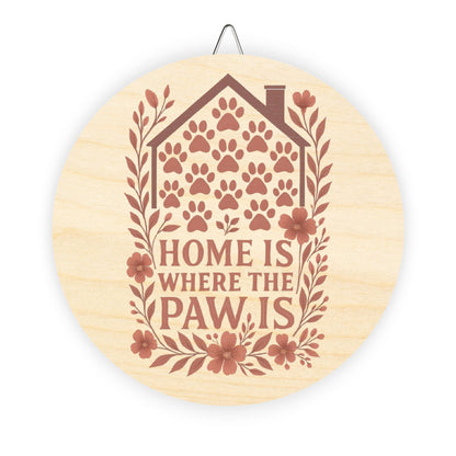 Charming Paw Print Decor for Pet Lovers, Home is Where the Paw Is Wooden Sign, Rustic Animal Wall Art, Dog Owner Gift, Pet-Themed Decoration