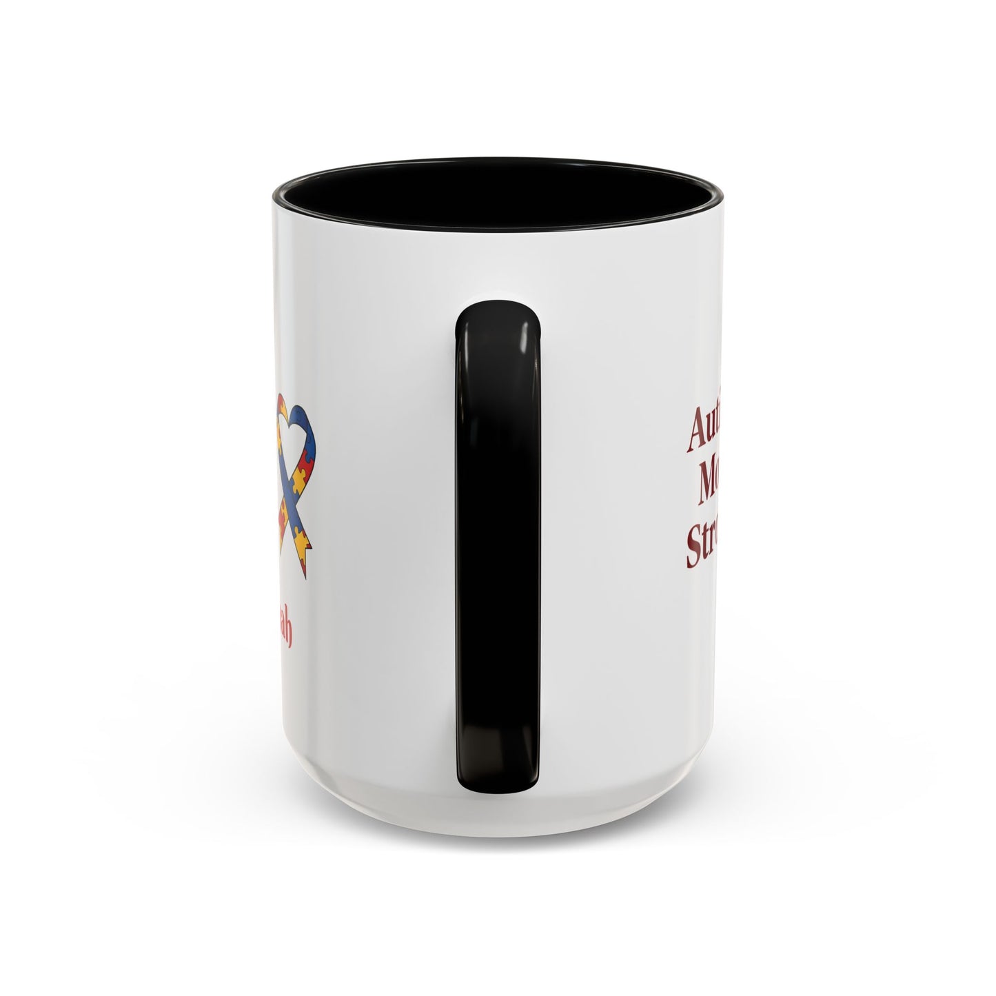 Autism Mom Strong mug | Accent Coffee Mug with Puzzle Ribbon