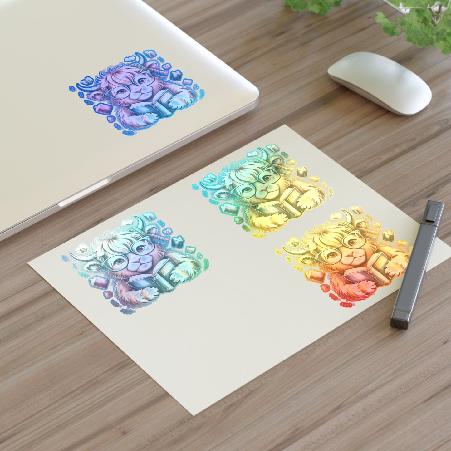 Reading Highland Cow Sticker Sheet | Cute Bookish Stickers