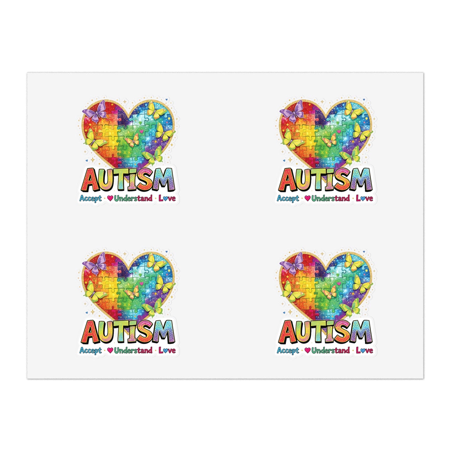 Autism Puzzle Heart Sticker Sheet Bundle, Sticker