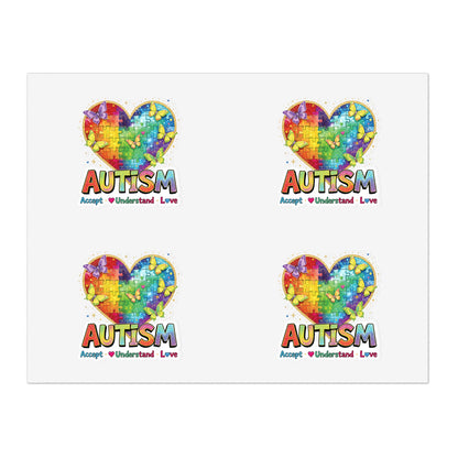 Autism Puzzle Heart Sticker Sheet Bundle, Sticker