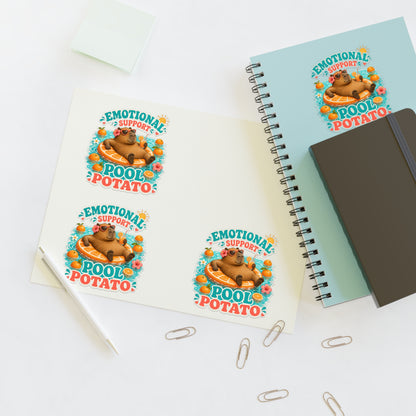 Emotional Support Pool Potato Capybara Sticker Sheet