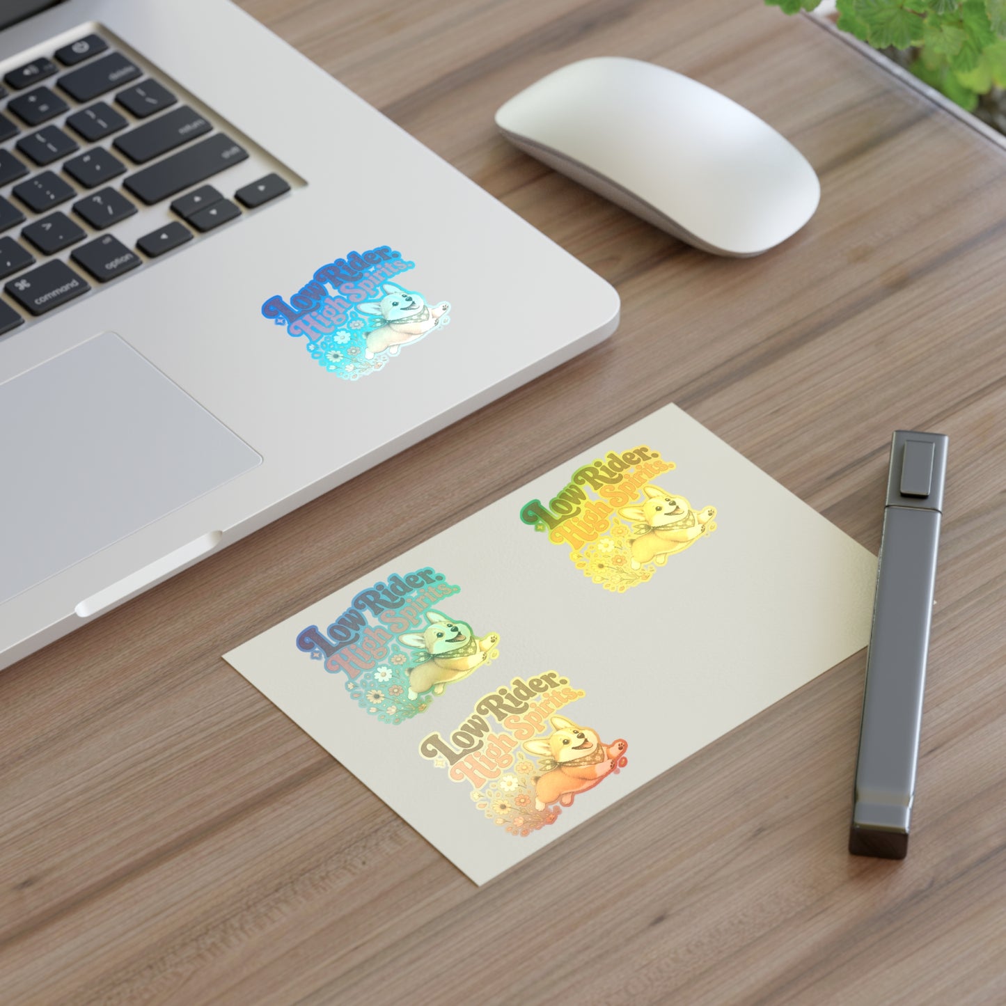 Low Rider High Spirits Corgi Sticker Sheet | Retro Floral Corgi Stickers