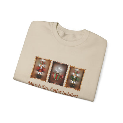 Coffee Soldier Nutcracker Crewneck Sweatshirt | March On, Coffee Soldier!