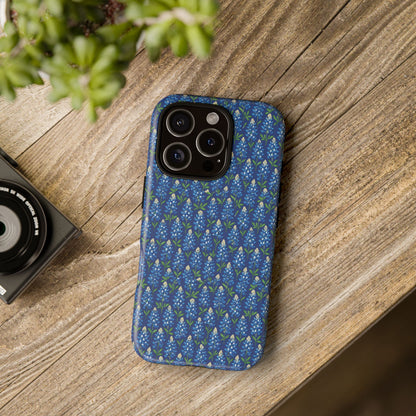 Phone Case, Texas Bluebonnet Tough Case, Navy Floral Phone Cover, Protective iPhone Case, Samsung Galaxy Case, Texas Wildflower Gift