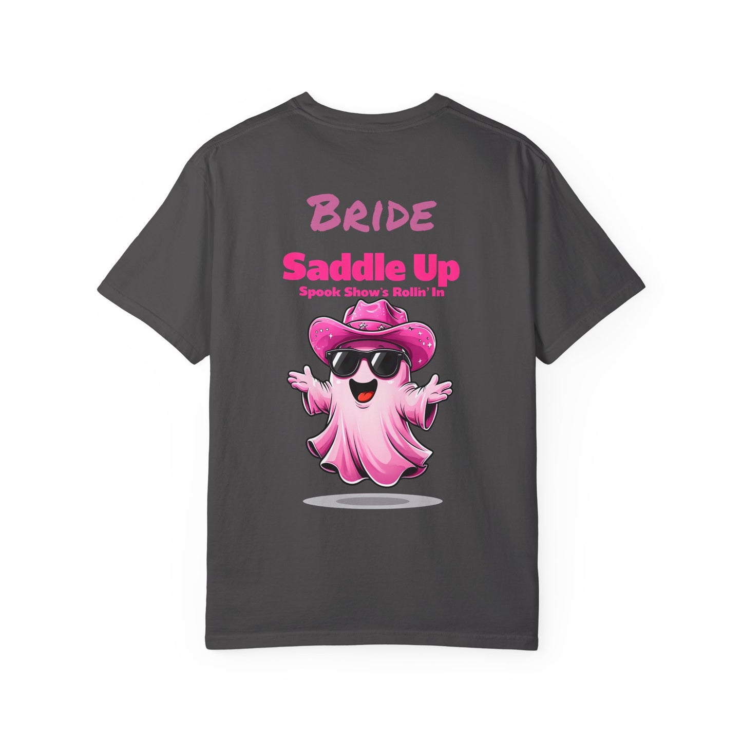 Bride Saddle Up Ghost T-shirt - Fun Unisex Tee for Weddings, Bachelorette Parties, Halloween, Unique Gift for Brides