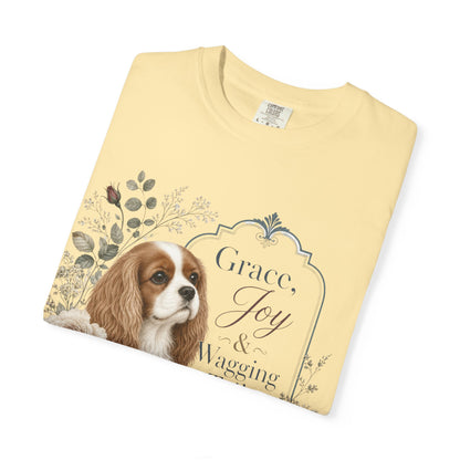 Cavalier King Charles Spaniel floral portrait T-shirt | Grace Joy Wagging Tails