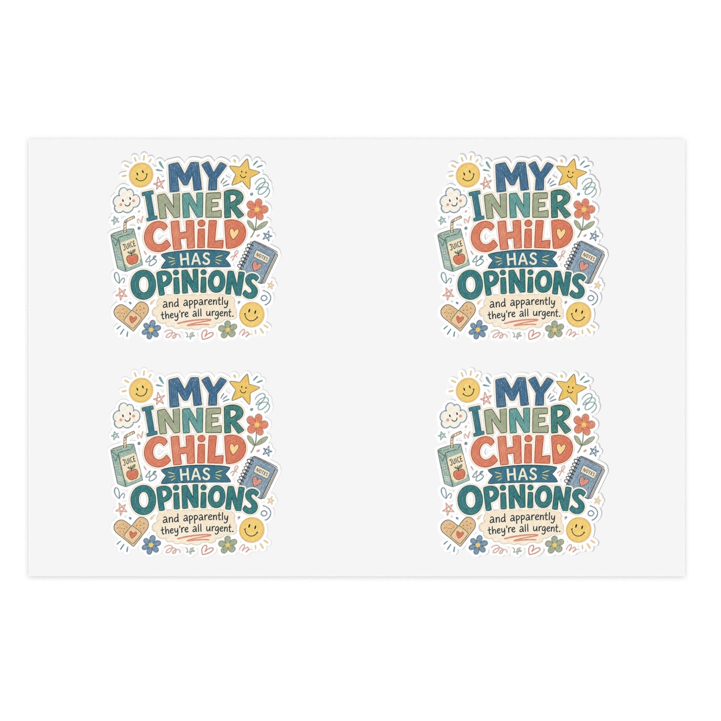 "My Inner Child Has Opinions" Capybara Sticker Sheet – Emotional Support Cute Animal Stickers