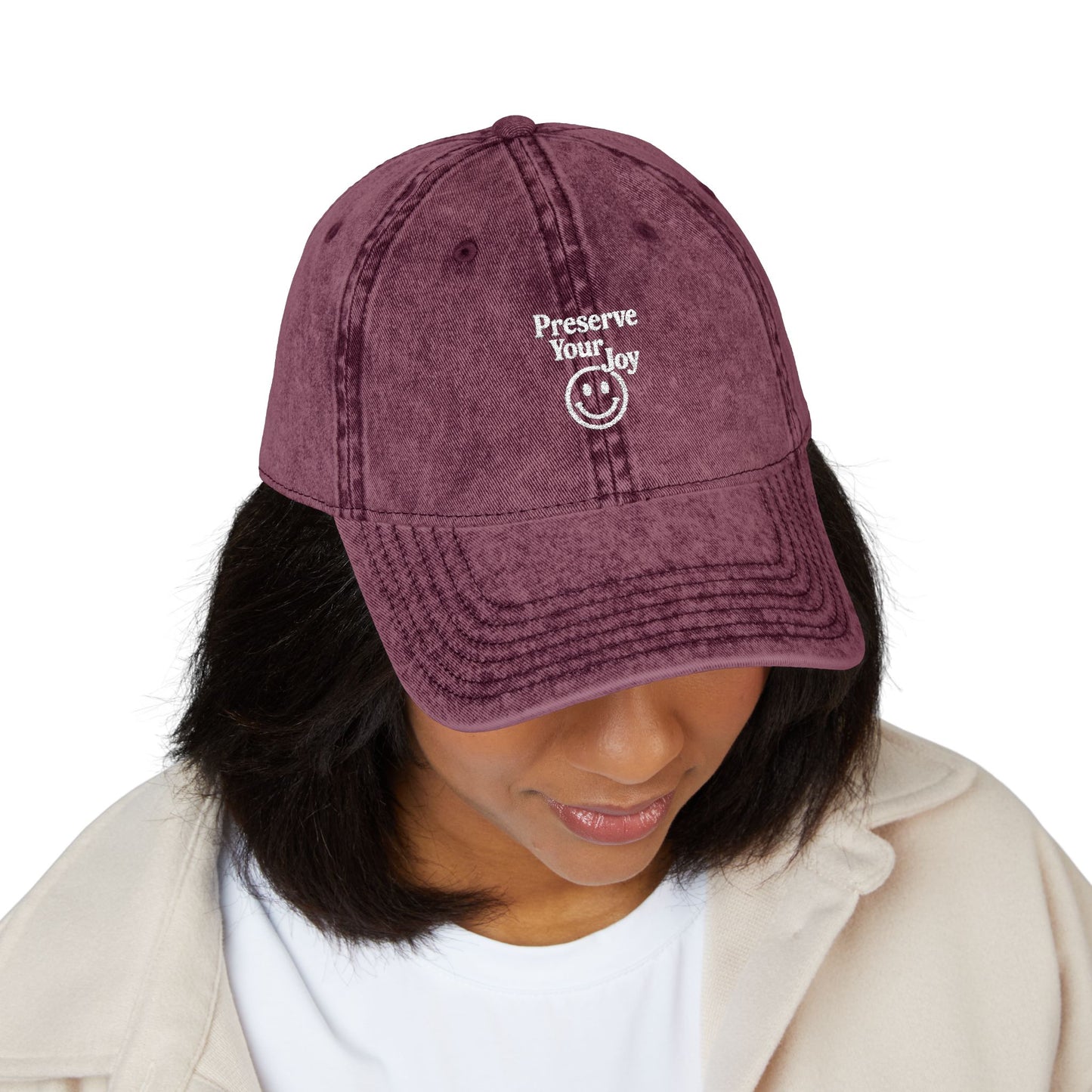 Embroidered Cap, Vintage Baseball Hat Protect Your Joy, Dad Hat, Retro Cap, Distressed Hat, Women's Cap, Gift for Him, Summer Hat