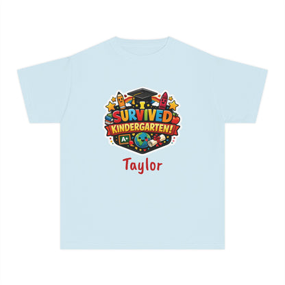 I Survived Kindergarten T-shirt | Kids Graduation Tee, Personalized Name Option