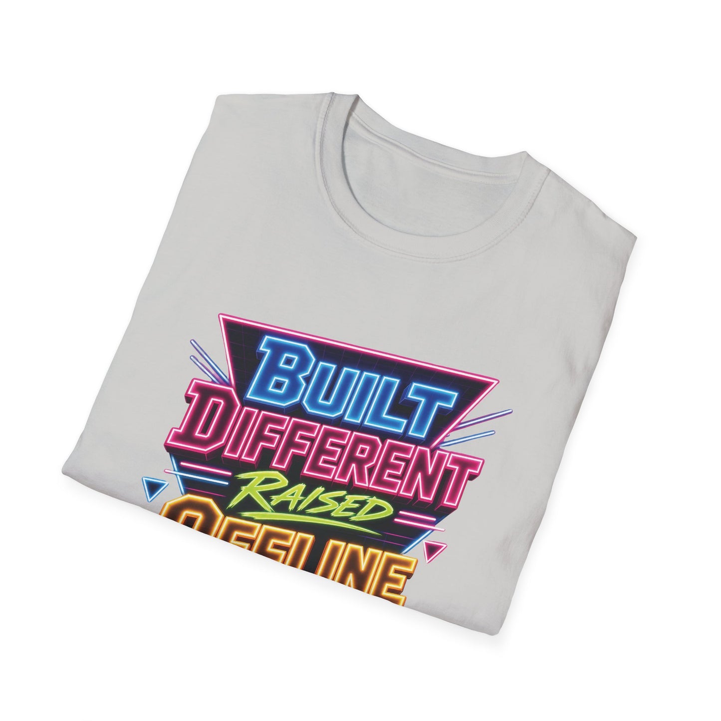 Built Different Raised Offline T-Shirt | Retro 80s Neon Graphic Tee