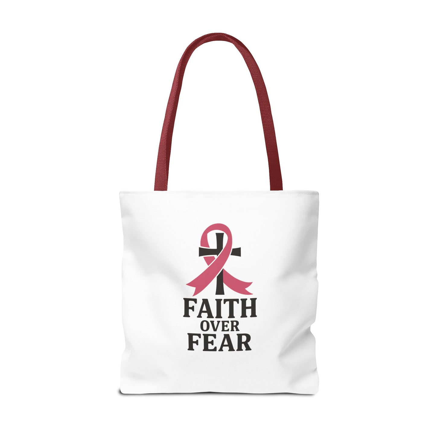 Faith Over Fear Tote Bag, Inspirational Gift for Cancer Awareness, Motivational Tote, Breast Cancer Support, Daily Use Bag