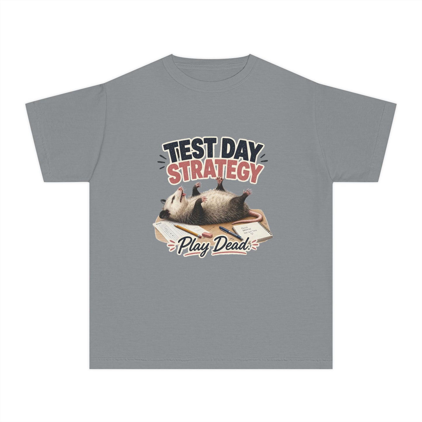 Test Day Strategy Play Dead Youth Tee | Possum Illustration, Back-to-School