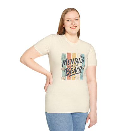 Mentally at the Beach T-Shirt | Retro Stripes, Sunglasses & Seashells