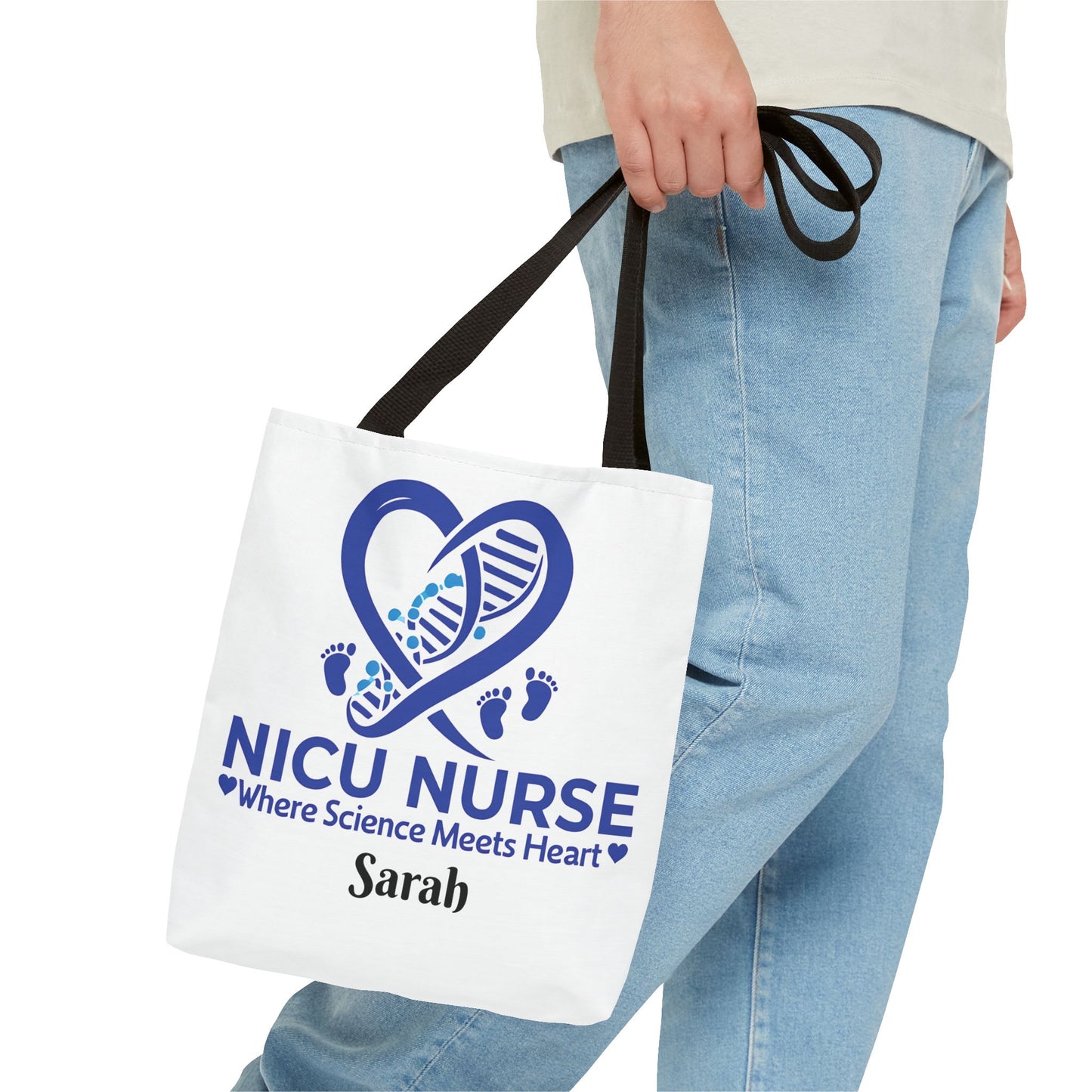 NICU Nurse Tote Bag, Science Meets Heart Bag, Gift for Nurses, Healthcare Tote, Personalized Nurse Gift