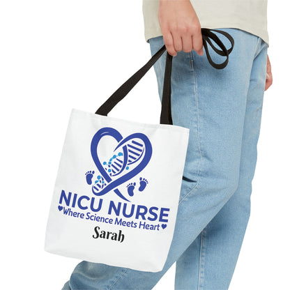 NICU Nurse Tote Bag, Science Meets Heart Bag, Gift for Nurses, Healthcare Tote, Personalized Nurse Gift