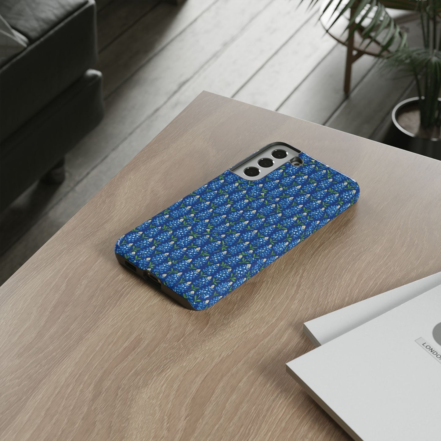Phone Case, Texas Bluebonnet Tough Case, Navy Floral Phone Cover, Protective iPhone Case, Samsung Galaxy Case, Texas Wildflower Gift