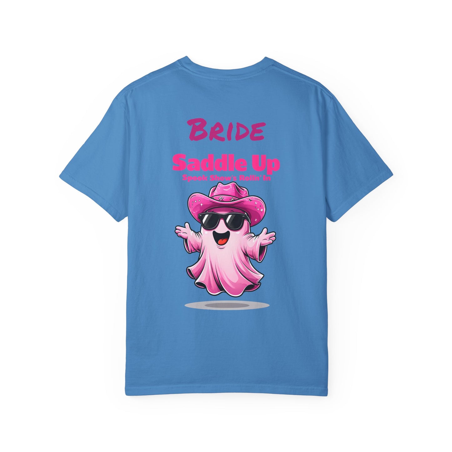 Bride Saddle Up Ghost T-shirt - Fun Unisex Tee for Weddings, Bachelorette Parties, Halloween, Unique Gift for Brides