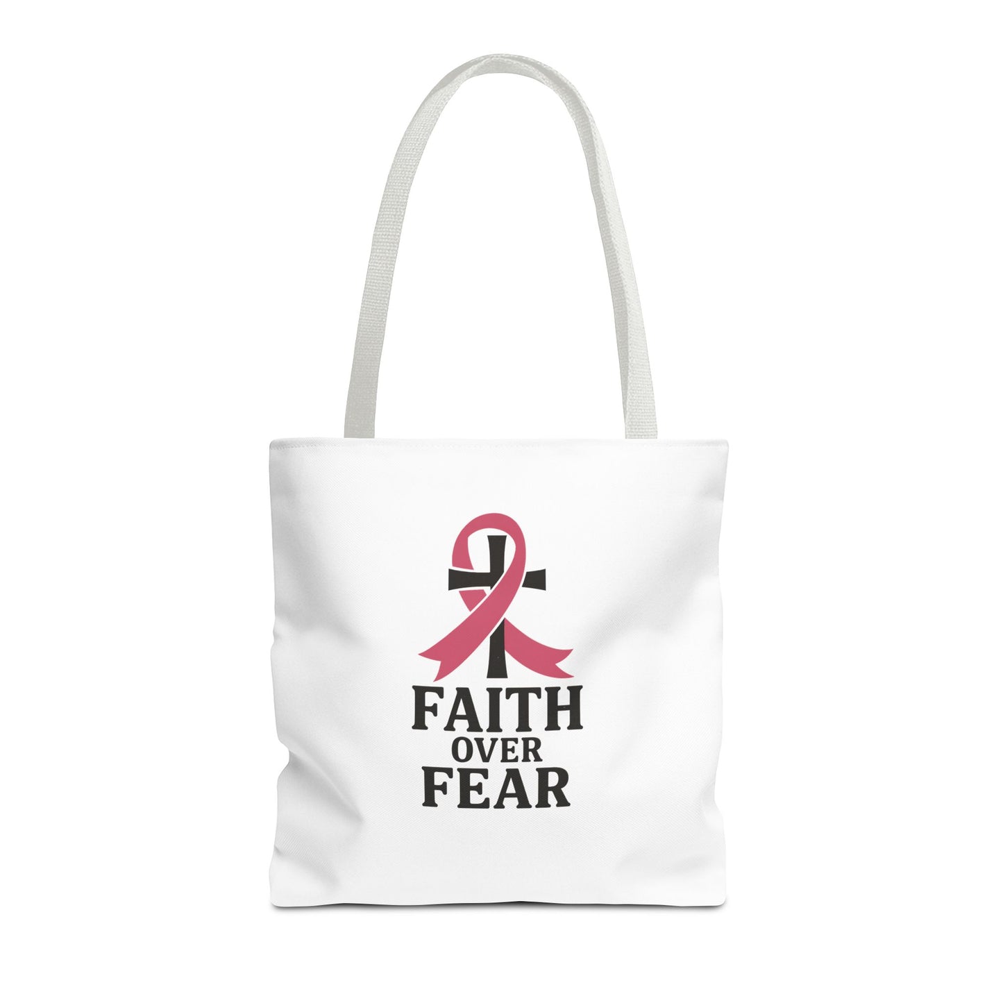 Faith Over Fear Tote Bag, Inspirational Gift for Cancer Awareness, Motivational Tote, Breast Cancer Support, Daily Use Bag