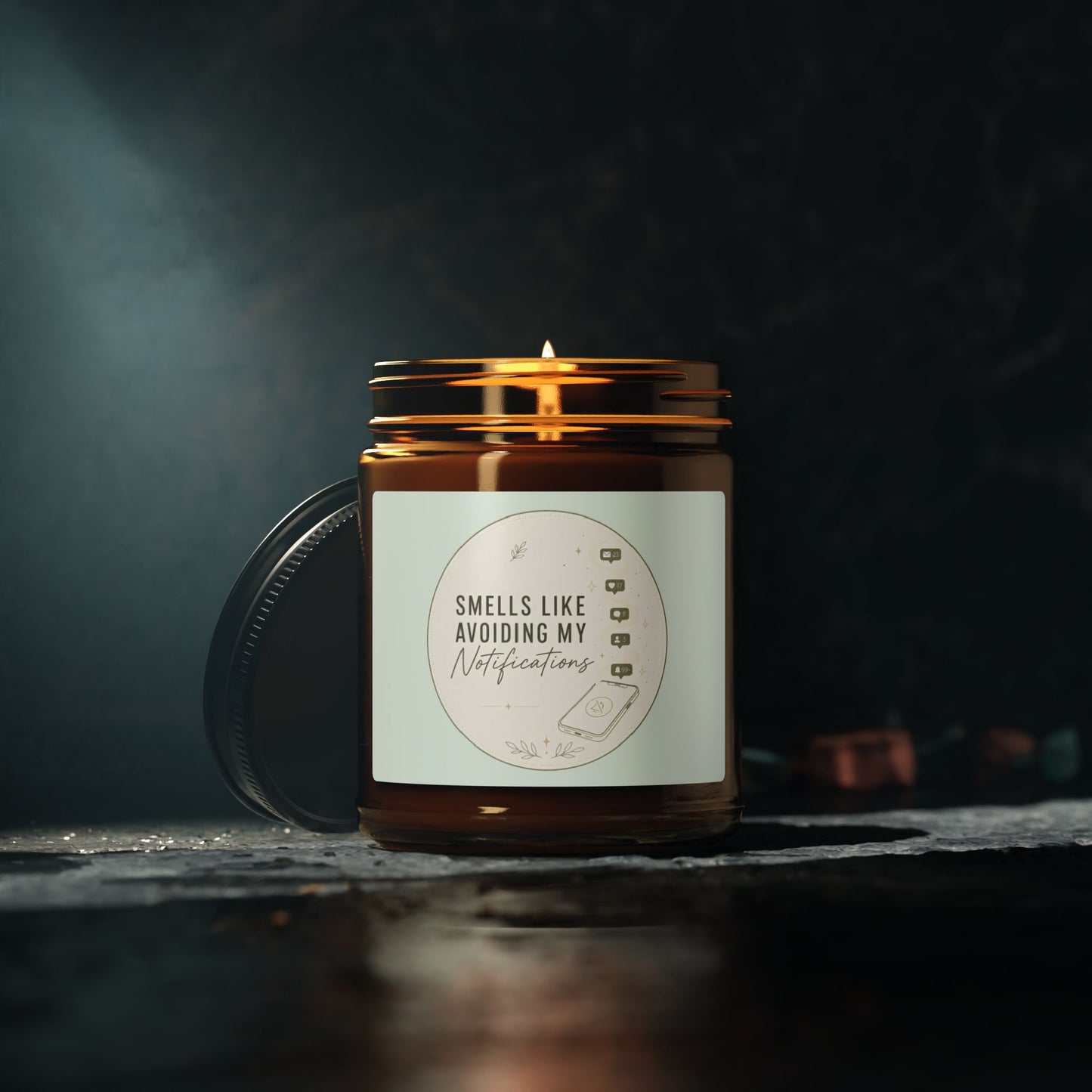 Smells Like Avoiding My Notifications Candle | Soy Amber Jar