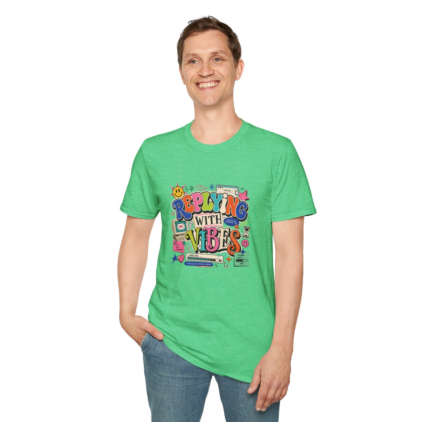 Replying With Vibes T-Shirt | Retro Colorful Typography, 90s Aesthetic