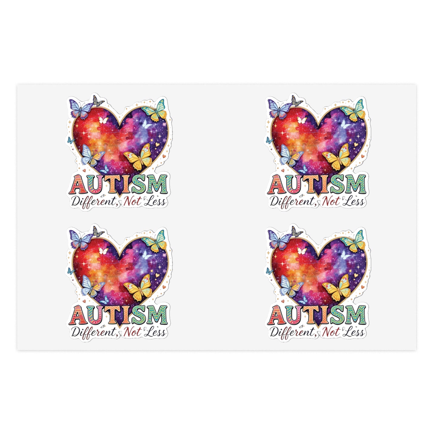 Autism Puzzle Heart Sticker Sheet Bundle, 5pcs | Different Not Less