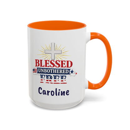 Blessed Unbothered Free, Coffee Mug | Accent Coffee Mug
