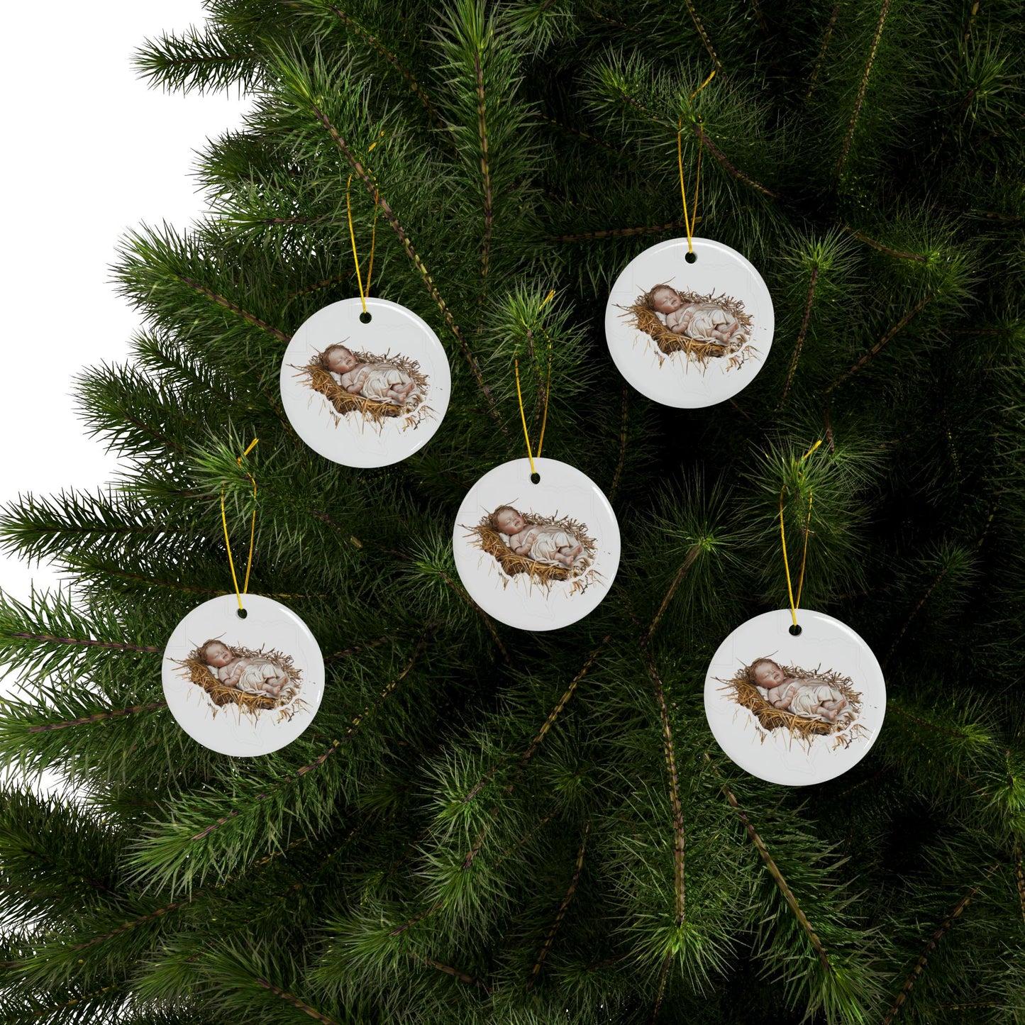 Baby Jesus Ceramic Ornament, Religious Christmas Decor, Nativity Scene Ornament, Christian Holiday Gift, Festive Tree Decoration, Religious