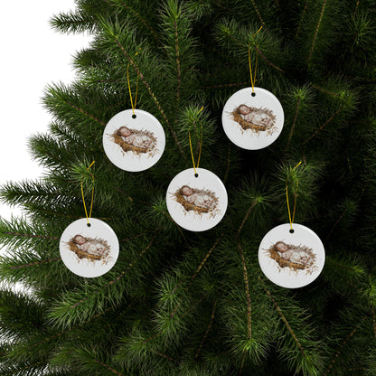 Baby Jesus Ceramic Ornament, Religious Christmas Decor, Nativity Scene Ornament, Christian Holiday Gift, Festive Tree Decoration, Religious