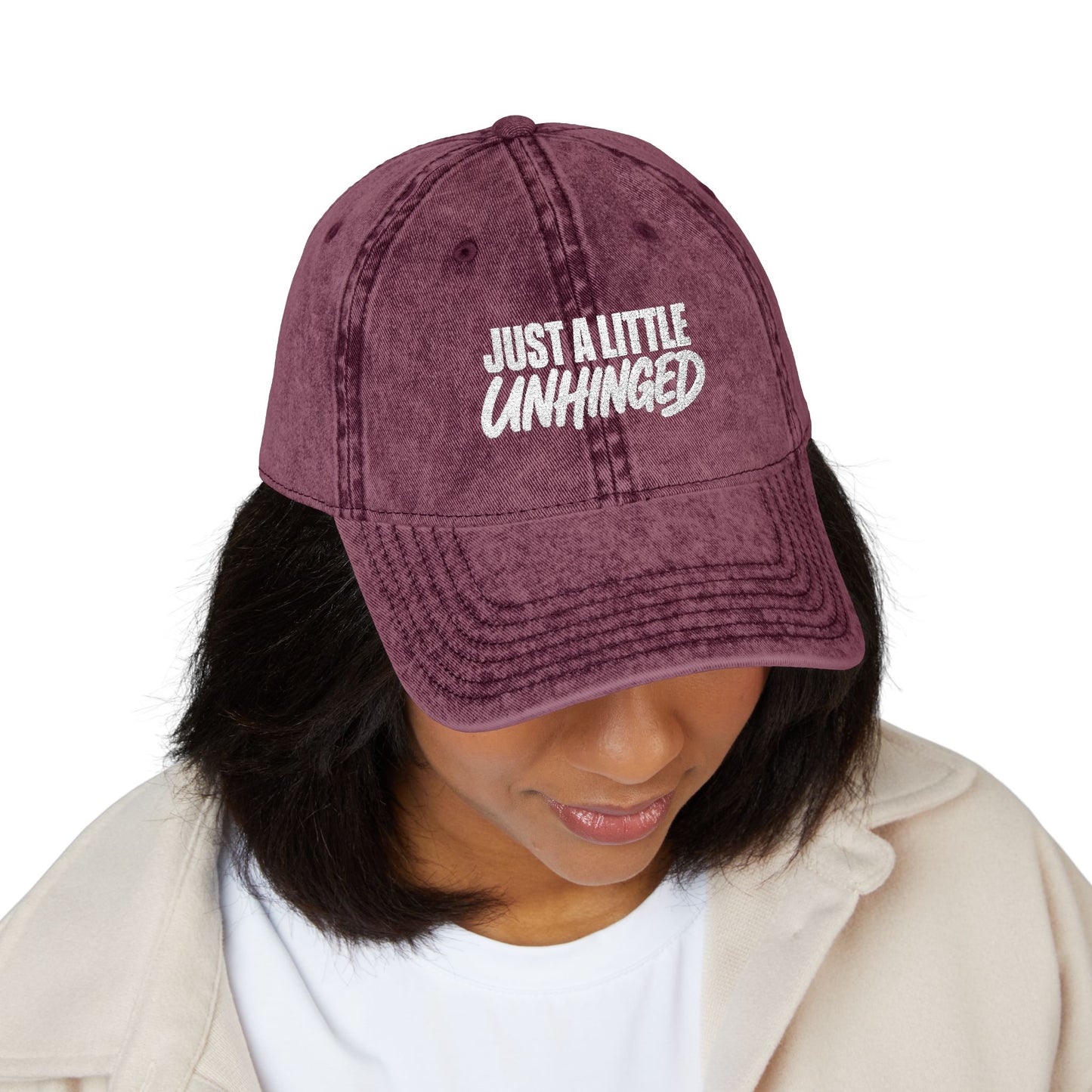 Just A Little Unhinged Cap | Embroidered Vintage Dad Hat