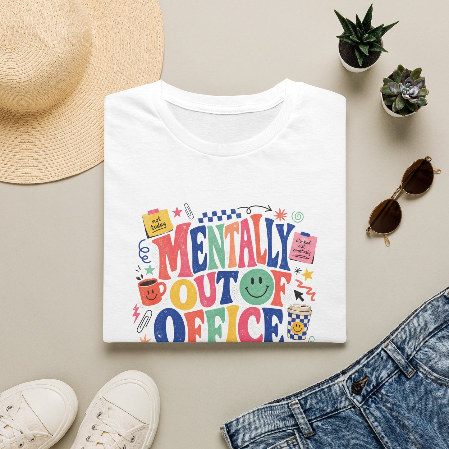 Mentally Out Of Office T-Shirt | Colorful Retro Graphic