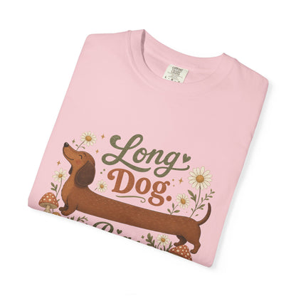 Long Dog Big Personality Dachshund T-shirt | Cute Sausage Dog Floral Design