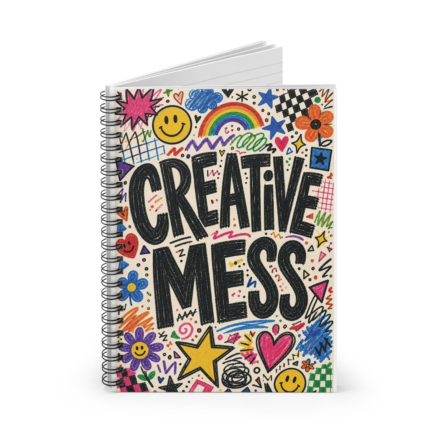 Creative Mess Spiral Notebook | Ruled Journal, Doodle Art Cover