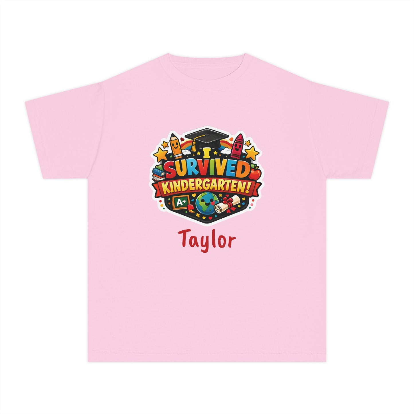 I Survived Kindergarten T-shirt | Kids Graduation Tee, Personalized Name Option
